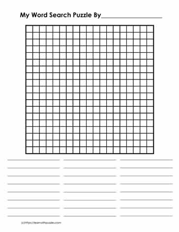 19 x 19 Blank Word Search